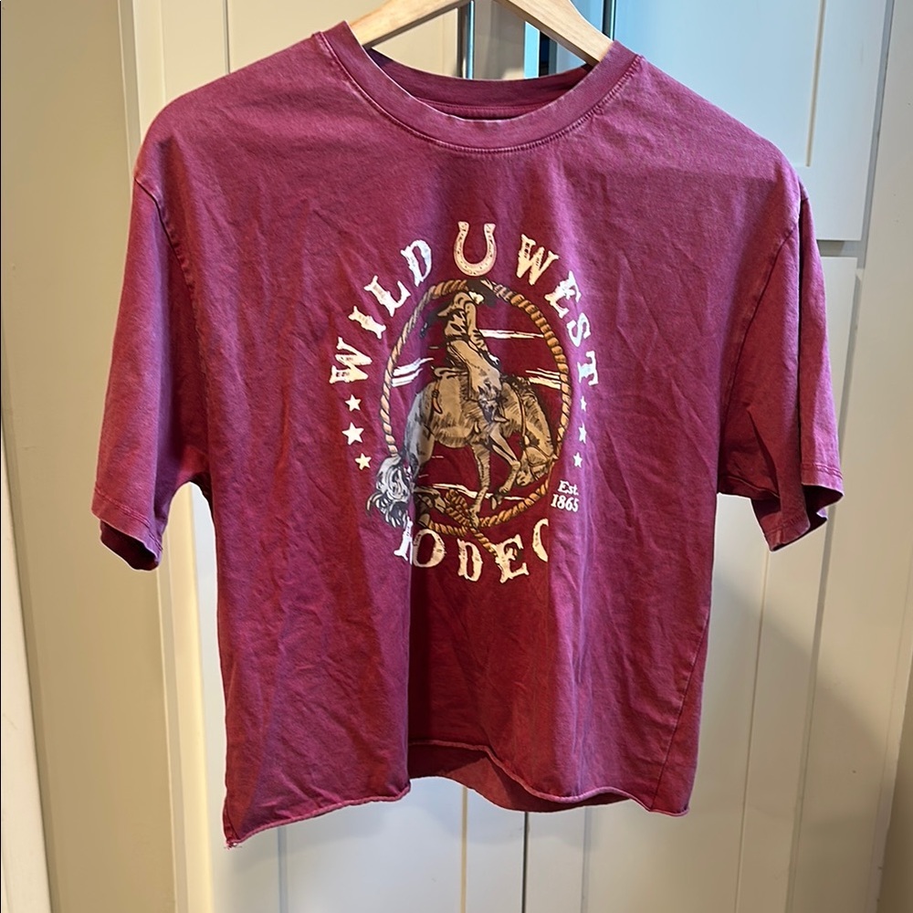Wild West Rodeo Maroon Short Sleeve Crop Tee